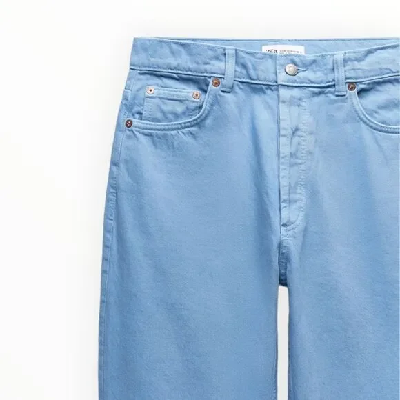 ZARA | Sky Blue | STRAIGHT LEG JEANS - Picture 4 of 12